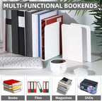 Beeveer 6 Pairs Metal Bookends for Shelves Office Library, White - Image 6