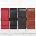 DiLoro Leather Triple Pen Case Pencil Pouch Holder for Three Fountain Ballpoint Rollerball Pens and Pencils - Image 7