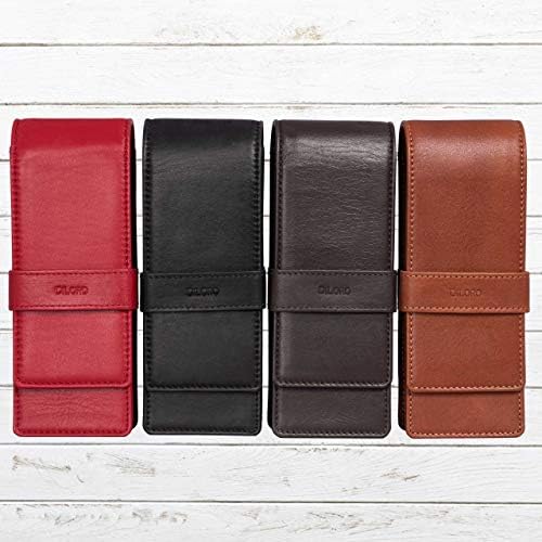 DiLoro Leather Triple Pen Case Pencil Pouch Holder for Three Fountain Ballpoint Rollerball Pens and Pencils - Image 7