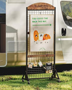 CHOEZON Grid Wall Panel 5.7’ x 2’ FT Grid Display Rack, Movable Gridwall Display Stand with Wheels,Floorstanding Wire Grid Rack with 4 S-Shaped Hooks and 4 Garment Hooks Rustic Brown and Black TCJ17BF - Image 5