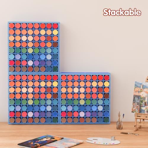 Krafetto 2 Pack 64-Grid Paint Organizer for 2 Oz Bottles, Wall Mount, Blue - Image 7