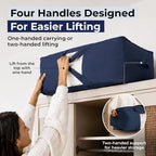 Soft Canvas Storage Bags with Zipper. Thick Breathable, 2pc King/Queen Comforter Organizer. Four Carrying Handles and Window. Large 25x19x9in Bag for Sheets Blankets Bedding Pillows, Clothes (Blue) - Image 4