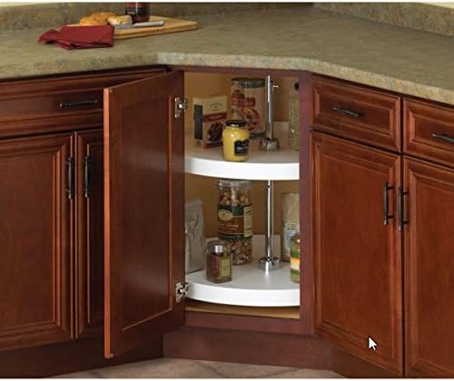 Knape & Vogt Plastic Lazy Susan Organizer, 2-Tier Lazy Susan for Cabinet, Full-Round 20-Inch Polymer Spice Turntable, White - Image 2