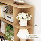 FOTOSOK 72" Tall Corner Bookshelf, 6-Tier Bookshelf and Bookcase, Natural - Image 2