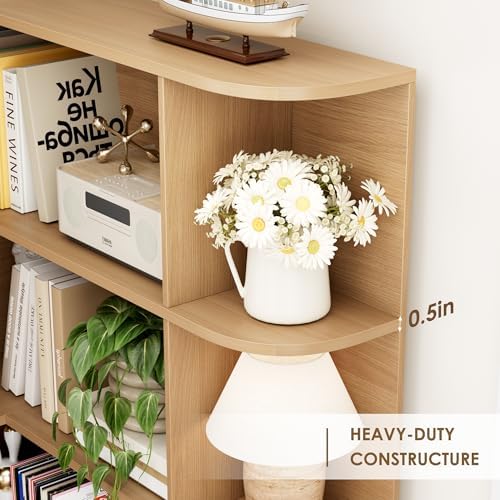 FOTOSOK 72" Tall Corner Bookshelf, 6-Tier Bookshelf and Bookcase, Natural - Image 2