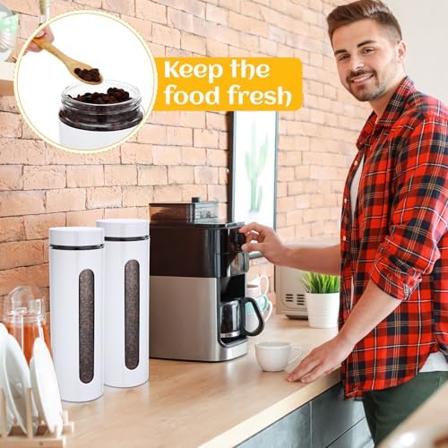 Mimorou 6 Pack 60 oz Airtight Stainless Steel Kitchen Canisters, White - Image 5