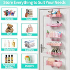 HapiRm Over Door Organizer Storage - Separable Door Organizer Hanging with 6 Metal Large Capacity Baskets for Bathroom Bedroom Kitchen Pantry Closet (Pink) - Image 7