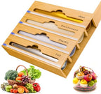 Bamboo Aluminum Foil Organizer & Plastic Wrap Dispenser with Cutter for 11" Rolls - 4 in 1 Parchment, Wax Paper & Saran Wrap Holder - Tin Foil Wrap Organizer for Kitchen Drawer, Countertop & Pantry by Unknown