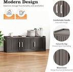 2-Tier Storage Bench, Waterproof UV-Resistant Outdoor Shoe Storage Cabinet with 3 Doors & Adjustable Shelves for Indoor Outdoor Entryway, Hallway, Living Room (Classic Gray) - Image 2