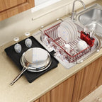 MAJALiS Red Expandable Dish Drying Rack Over Sink with Extra Drainboard by MAJALiS