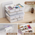 80Qt Stackable Storage Bins with Lids Trays Craft Box Organizers, 4Pack,WH - Image 3