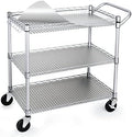 WDT 990Lbs Capacity Heavy Duty Rolling Utility Cart, NSF Rolling Carts with Wheels,Commercial Grade Metal Cart with Handle Bar & Shelf Liner,Trolley Serving Cart for Restaurant,Kitchen,Gray by WDT