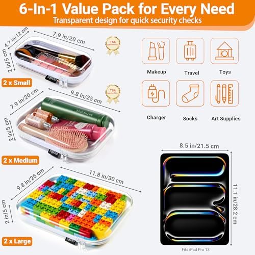YQBRAO Clear Hard Shell Zipper Cases, Diaper Bag Organizer Pouches, White - Image 4