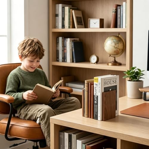 Muso Wood Handmade Walnut Non-Skid Book Ends, 3 Pairs - Image 3