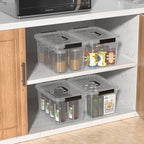 Quickquick 12 Quart Clear Plastic Latching Storage Bin with Handle, 4 Packs - Image 2