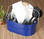 Alpha Living Home 4 -Section Galvanized Utensil Silverware Caddy - Farmhouse Organizer with 4 Compartments and Wooden Handle - Versatile Storage for Kitchen, Outdoor & Party Essentials (Blue) - Image 4