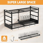 Pot Rack, 31 Inch Wall Mounted 2-Tier Pots & Pans Organizer with 20 Hooks - Image 2