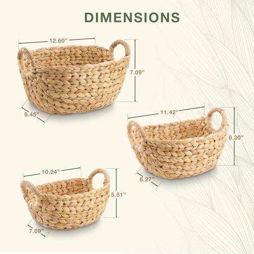 Set of 3 Wicker Storage Baskets for Organizing - Woven Decorative Baskets with Handles - Organizers for Bathroom, Kitchen, and Shelves (Natural) - Image 7