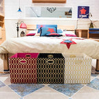 Posprica Storage Bins, Storage Cubes,13×13 Fabric Drawers Organizer Basket Boxes Containers (13×13×13/4pcs, Cream/gold geometry Pattern) - Image 7