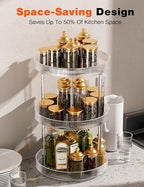 3 Tier Lazy Susan Bathroom Countertop Organizer, 360° Clear Rotating Makeup Cosmetic Perfume Storage Tray, Spinning Vanity Organizer Shelf for Bathroom Cabinet, Dresser, Kitchen(Large) - Image 2