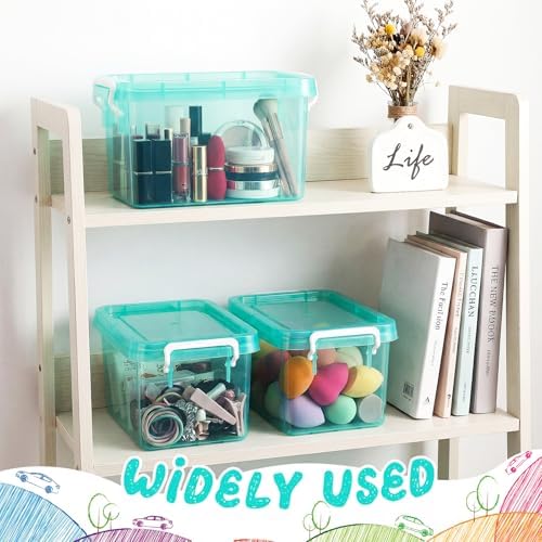 Wenqik 6 Pack Colorful Plastic Storage Bins with Lids, Teal - Image 5