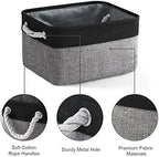 TheWarmHome Storage Basket for Organizing - 14x10x7 inch Medium 3 Pack Collapsible Storage Bin for Shelves with Rope, Fabric Storage Cubes for Organizer Cloth Gift Toy Closet (Black & Grey) - Image 6
