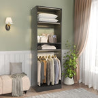 Unikito 25" Closet Organizer System with Hanging Rods and Shelves, Black - Image 6