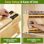 BAMEOS Pull Out Spice Rack Organizer for Cabinet, Bamboo Wide 4.2" Slide Out Seasoning Organizer for Kitchen, No Drill Anti-Tip Ball Bearing Silent Glides, Pantry Cabinet Organizer,Natural - Image 6