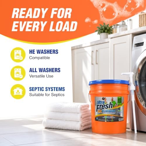 Ultra Fresh 5 Gallon Liquid Laundry Detergent Washing Soap for All Machine Types, 6X Platinum, Up to 640 Loads, Sport Odor & Stain Remover - Image 5