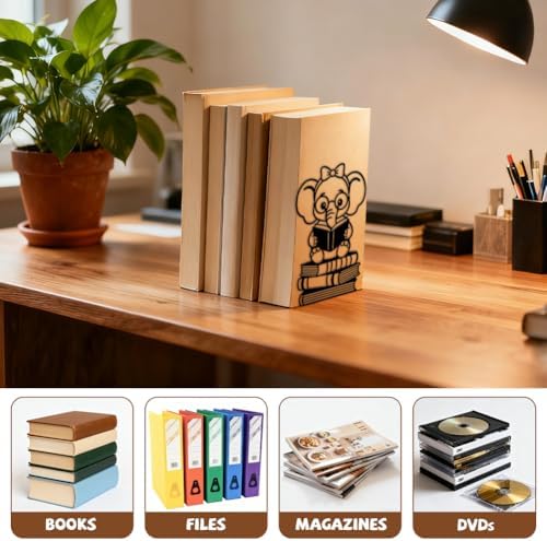Peacoblue 4.7"x3.5"x7.1" Metal Bookends, Heavy Duty Book Ends for Shelves - Image 5