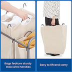STORAGE MANIAC 2 Section Laundry Sorter, Laundry Hamper with Wheels, Beige - Image 5