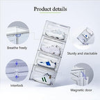 8 Pack XL Shoe Storage Box Organizer,Drop Side Large Shoe Boxes Clear Plastic Stackable Container,Magnetic Sneaker Display Case, Fit up to US 13（13.4”x 10.6”x 8.3”(8 Pack Black) - Image 5
