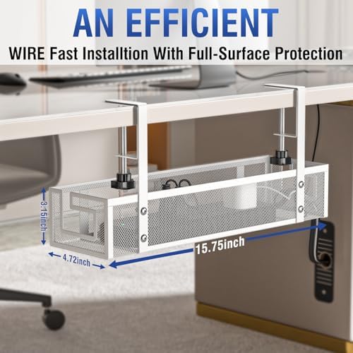 Cable Management Tray, 15.75" Under Desk Cable Management No Drill - Image 3