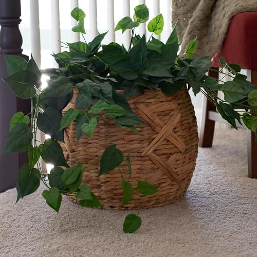 Household Essentials ML-4112 Hyacinth Round Floor Basket, X-Design, Brown - Image 6