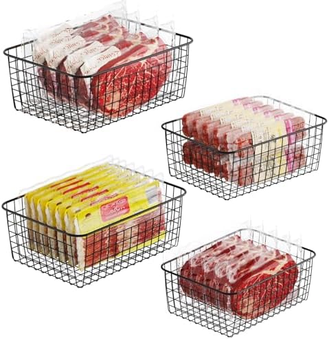 iSPECLE Freezer Organizer Bins - For 16/17/21 Cu Ft Upright Freezer, 4 Pack by iSPECLE