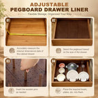 Kigley 3 Pcs Wood Pegboard Drawer Organizer(Dark Brown,17 x 5.91 Inch,Pine) - Image 4