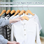 FairyHaus Kids Hangers 20 Pack 12.8 Inch, Natural Wooden Baby Childrens Hanger for Closet, Anti-Rust 360° Swivel Hook, Notches & Smooth Finish, Durable and Strong Wood for Toddler Clothes - Image 2
