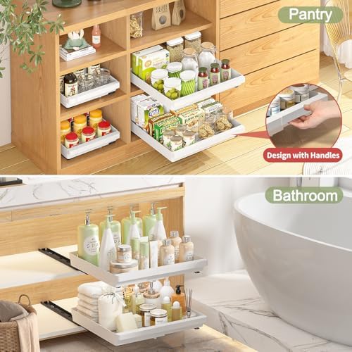 DOMNIU Pull Out Cabinet Organizers Expandable,White,20.8"Depth,2 Pack - Image 4