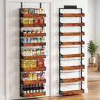 Over The Door Pantry Organizer, 8 Tier Spice Rack with Adjustable Wooden Basket, 2 IN 1 Wall Mount or Hanging Seasoning Organizer, Heavy-Duty Pantry Door Storage Shelf for Kitchen, Laundry Room by Unknown