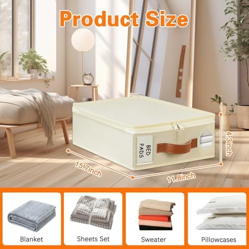 GhvyenntteS 12 Pack Sheet Organizers and Storage, Foldable Bed Sheet Organizers and Storage with Zipper, Handle, Window and Label (Queen & King Size) - Image 3