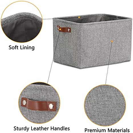 DULLEMELO Medium Storage Baskets for Organizing, Rectangular Fabric Storage Bins Collapsible, Perfect for Shelves, Closets, Nursery, Home, Office, Empty Gift Baskets (3-Pack,Grey) - Image 3