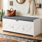 Amada 39.4" Shoe Storage Bench, Entryway Bench with Cushioned Seat, White by AMADAHOMEFURNISHING