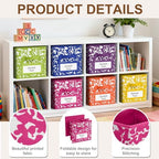 LemonRoad 6 Fabric Cube Storage Bin 11'' Classroom Bin, Rainbow, Label - Image 3