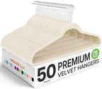 HOUSE DAY Premium Velvet Hangers 50 Pack Ivory, Non-Slip Flocked Felt Hangers, Sturdy Clothes Hanger with 360° Rotatable Hook, Heavy Duty Durable Slim Coat Hanger for Closet Space Saving by HOUSEDAY