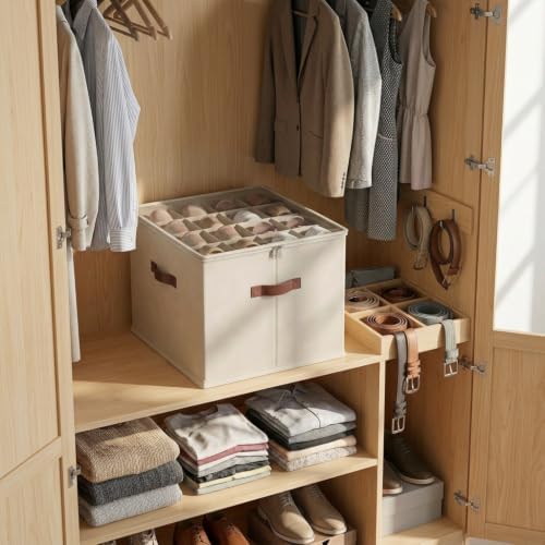 2 Pack Shoe storage Organizer with wheels,No Assemble Required Shoe boxes with premium waterproof material,Adjustable Dividers Fits 32 Pairs,shoe Storage Bins with Reinforced Handle (beige, 32 pairs) - Image 7
