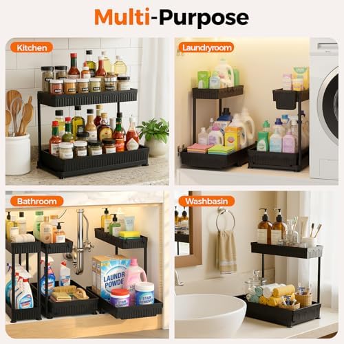 Sevenblue 3-Pack 2-Tier L-Shaped Under Sink Organizers with Sliding Drawers - Image 7