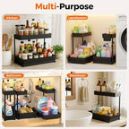 Sevenblue 3-Pack 2-Tier L-Shaped Under Sink Organizers with Sliding Drawers - Image 7