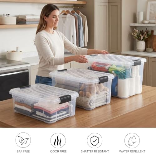 Superio Clear Storage Boxes with Lids, 49 Quart Plastic Container Bins for Organizing, Stackable Crates, BPA Free, Non Toxic, Odor Free, Organizers for Home, Office and Dorm, 5 Pack - Image 4