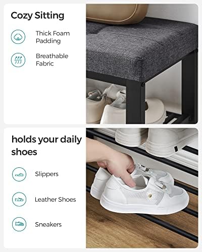 SONGMICS Shoe Bench, Storage Bench, Entryway Bench with Cushion - Image 6