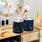 4 Pack Qtip Holder Dispenser with Lids, Colorful Gothic Bats Plastic Storage Containers,Bathroom Canisters Organizer for Cotton Ball, Cotton Swab, Cotton Round Pads, Floss 21216735 - Image 5